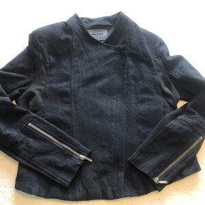 Blank NYC Jacket Womens Medium Black Moto Mesh Panel Full Zip Classic